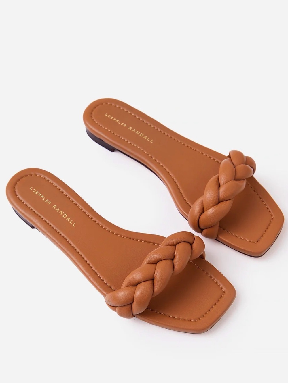 Loeffler Randall Cognac Braided Slide Sandals, Size 10